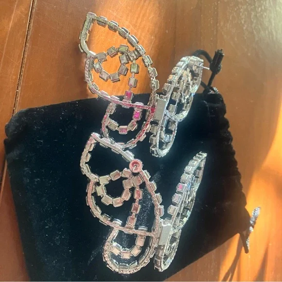 AREA Crystal Butterfly Earrings, Silver, 3”x2.75” - Picture 9 of 10